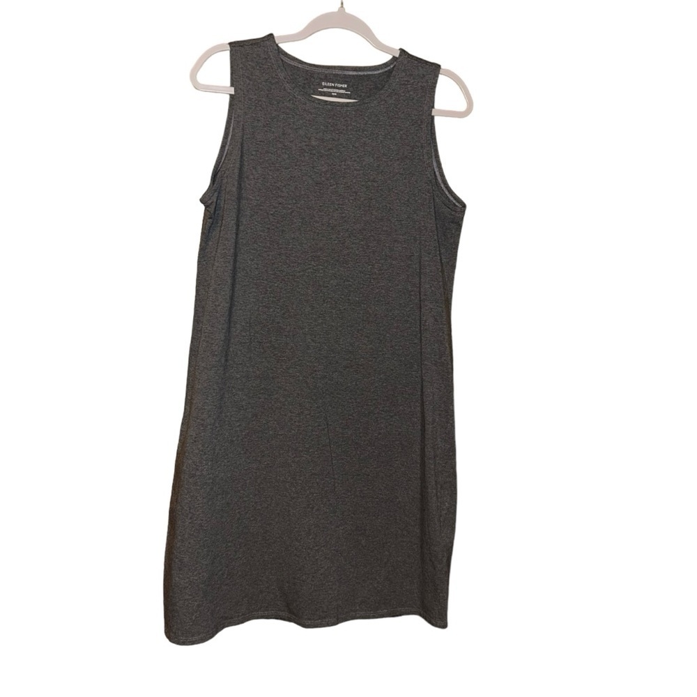 Eileen Fisher gray Sleeveless Jersey Shift Dress size Medium stretchy